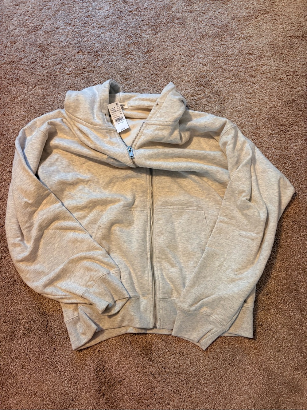 Brandy Melville Light Gray Zip Hoodie
